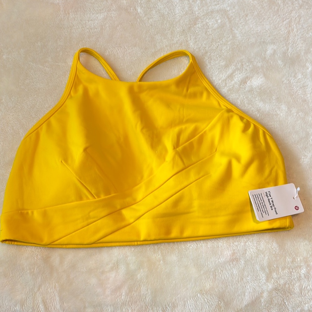 Lululemon Maze Yellow Flow Y High Neck Sports Bra